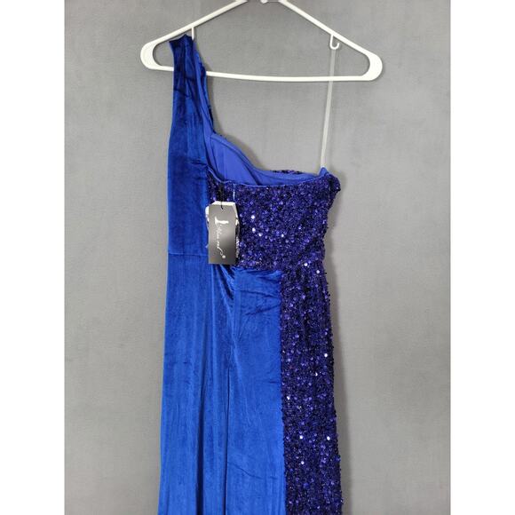 Miss Ord One Shoulder Draped Sequin Evening Gown Prom Dress Small - Picture 7 of 9
